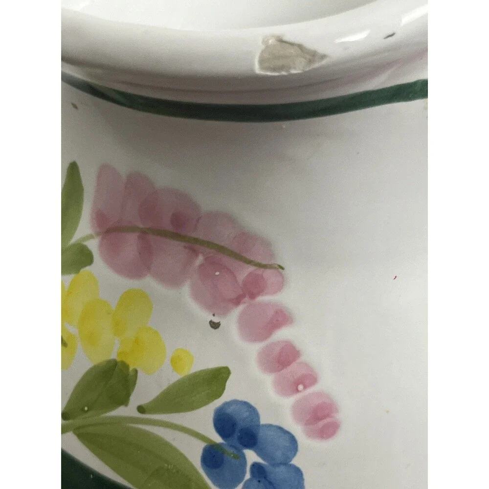 Italian Ceramic‎ Pitcher Jug Nordstrom Floral Cottagecore Vase Italy Made White